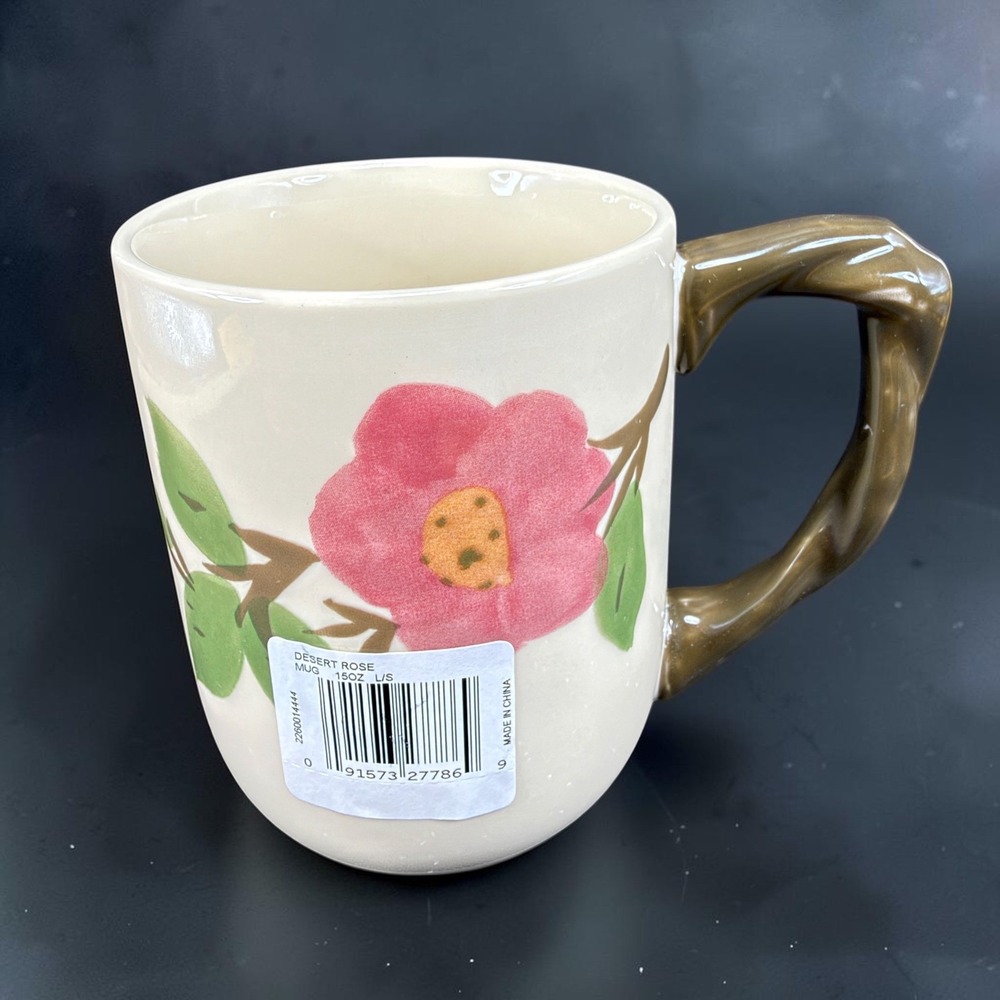 Franciscan Desert Rose Mug 15oz HandPainted Floral Branch Handle Ceramic Cup New